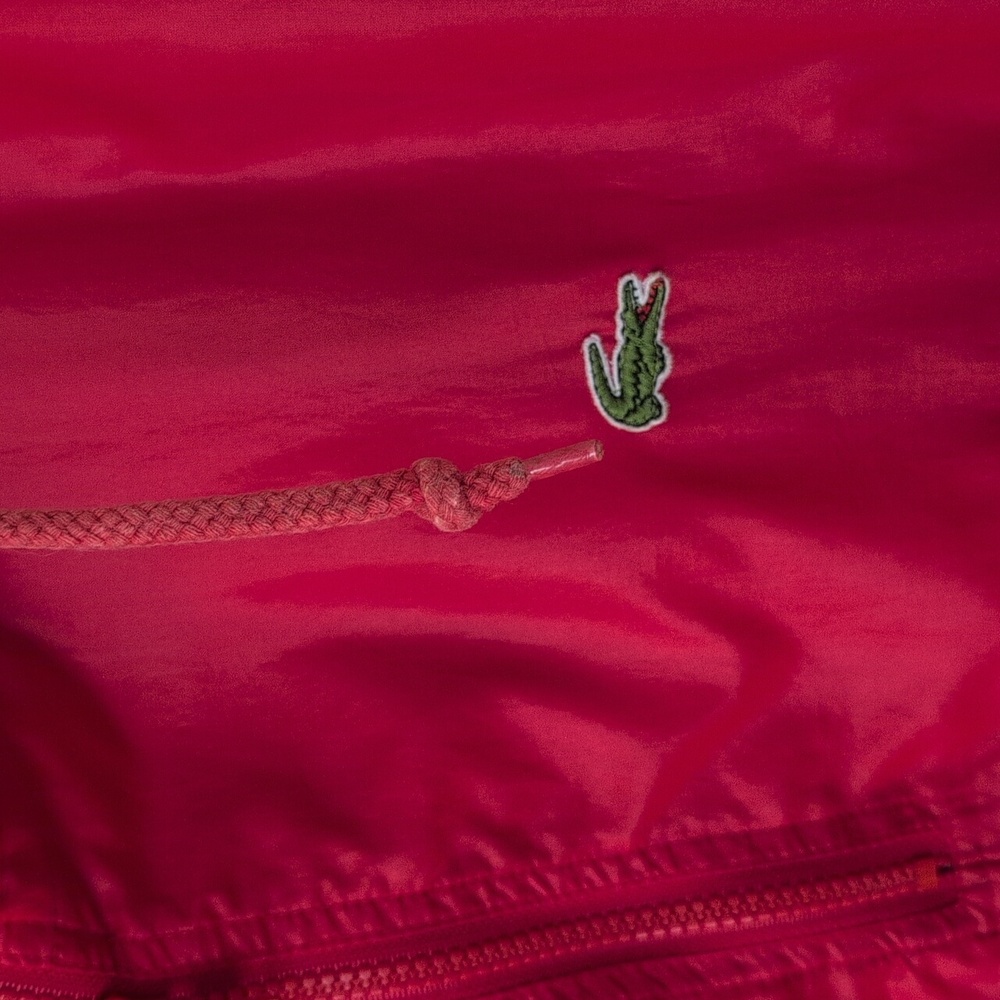 Vintage Izod Lacoste Red 1/2 Zip Rain Jacket Packable Front Pouch Size XL - Picture 2 of 8